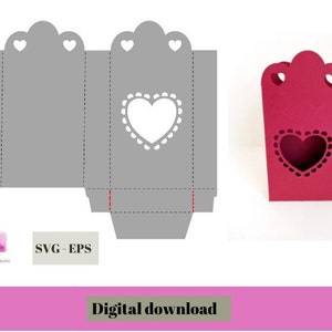 Heart box SVG, Valentines Day SVG, gift box,  heart shaped box, candy box template, SVG cutting files for Cricut,