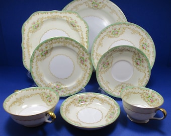 Noritake M China #136 Pattern Circa. 1918: 8 Piece Place Setting