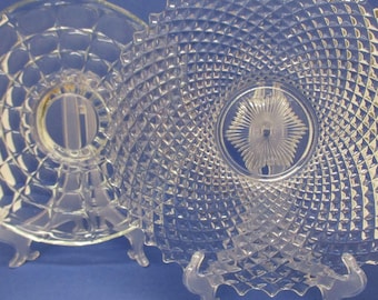 2 Glass Cake/Sandwich Plates: Westmoreland English Hobnail and Indiana Glass Constellation