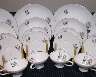 Cathedral Bavaria West Germany Fine China Silhouette Rose: 4 - 5 Piece Place Settings