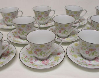 Noritake Fine China Harmony 2552: 10 Cups, 10 Saucers