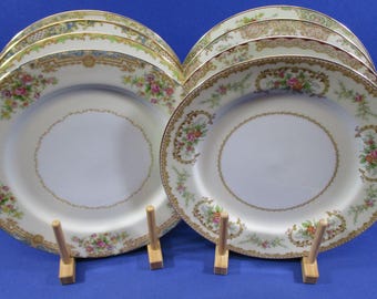 Vintage Noritake China Mismatched Dinner Plates: 8 Different Patterns 1930 - 1940's