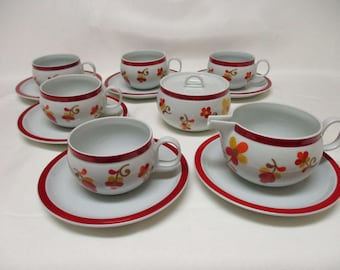 Block Hearthstone China Vista Alegre Portugal Paprika: Cups, Saucers, Sugar, Creamer