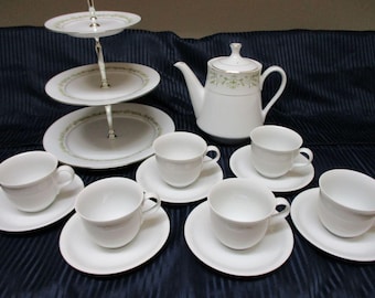 Afternoon Tea: Mismatched Teapot, 3 Tier Tray, Cups and Saucers