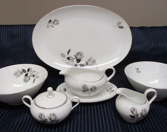 Cathedral Bavaria West Germany Fine China Silhouette Rose: 6 Piece Hostess Set