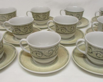Johnson Brothers Acanthus Cream: 10 Cups, 10 Saucers
