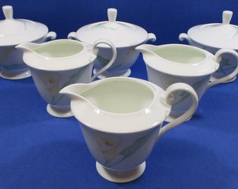 Oscar De La Renta Bone China New Flair: 3 Sugar Bowls with Lids, 3 Creamers