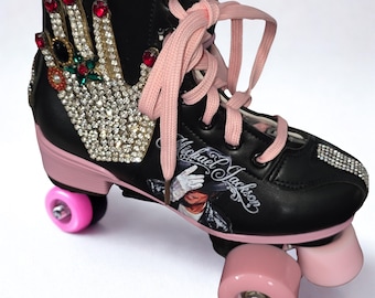 Michael Jackson,  MJ, Custom Skates, Roller Skates, Michael Jackson Custom Skates with Glove
