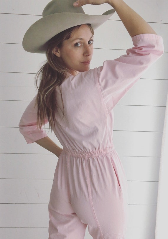 Vintage Pale Pink Denim Jump Suit