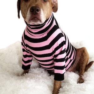 Pink & Black Stripe Turtleneck Pullover, Large, Shirt, Big Dog Clothes