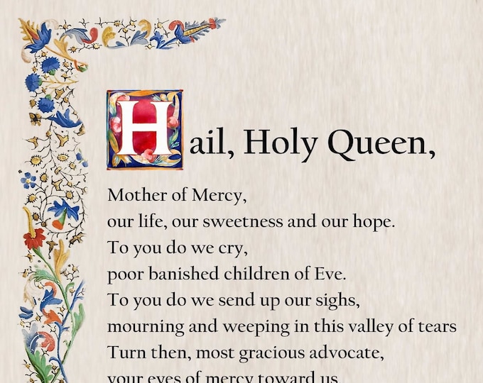 Hail Holy Queen Prayer Printable Wall Art Catholic Prayer Print Hail ...
