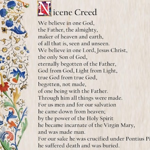 Credo niceno, immagine di preghiera cattolica, stampabile in formato A4, decorazione cristiana, preghiere cattoliche popolari, immagini di preghiera tradizionali, liturgia cattolica