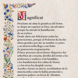 MAGNIFICAT en ESPAÑOL, tarjeta de oracion catolica, oraciones catolicas populares, oracion tradicional, oracion cristiana, imprimible