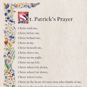 Preghiera del pettorale di San Patrizio, immagine di preghiera cattolica, stampabile A4, decorazione cristiana, preghiere cattoliche popolari, immagini di preghiera tradizionali