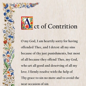 Act of Constriction, Catholic prayer card, printable A4, wall art, Christian decor, Popular Catholic Prayers, Traditional Prayer Cards
