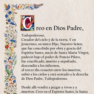 CREDO en ESPAÑOL, tarjeta de oracion catolica, oraciones catolicas populares, oracion tradicional, oracion cristiana, imprimible,descargable