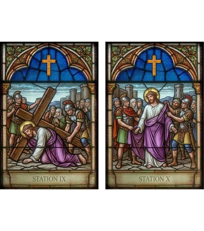 Station Ix 14 Stations of the Cross Printable Set, Medieval Style Catholic Art ...