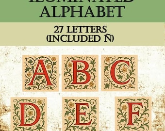 Medieval Alphabet, Medieval Illuminated Manuscript Letter