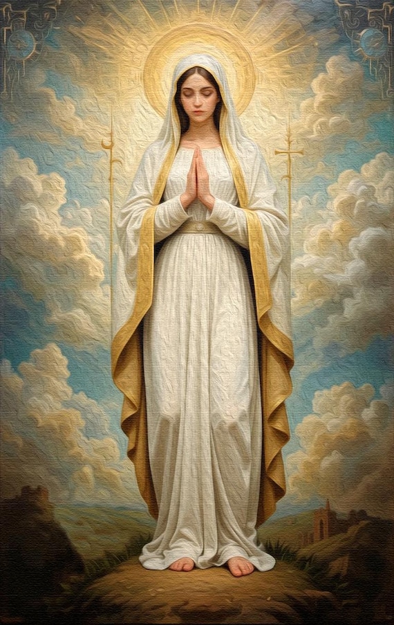 ファティマ聖母マリア デジタル油絵、キリスト教アートワーク