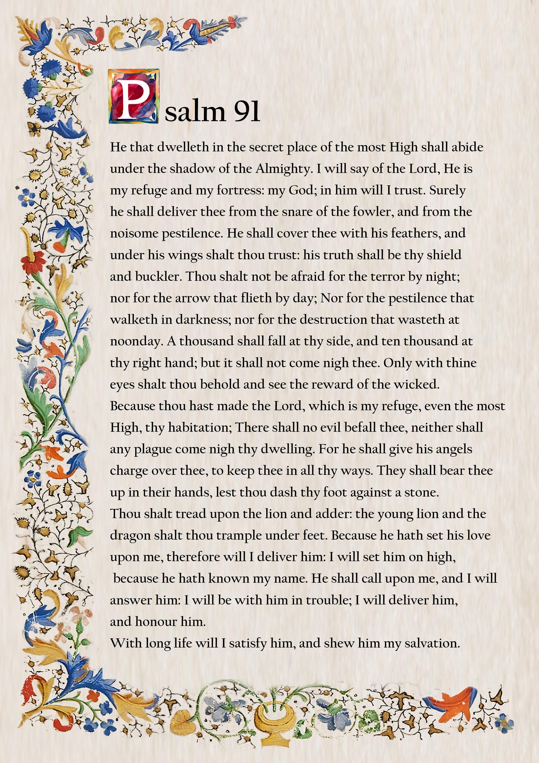 Psalm 91 Bible Verse Catholic Prayer Card Bible Verse Decor Popular