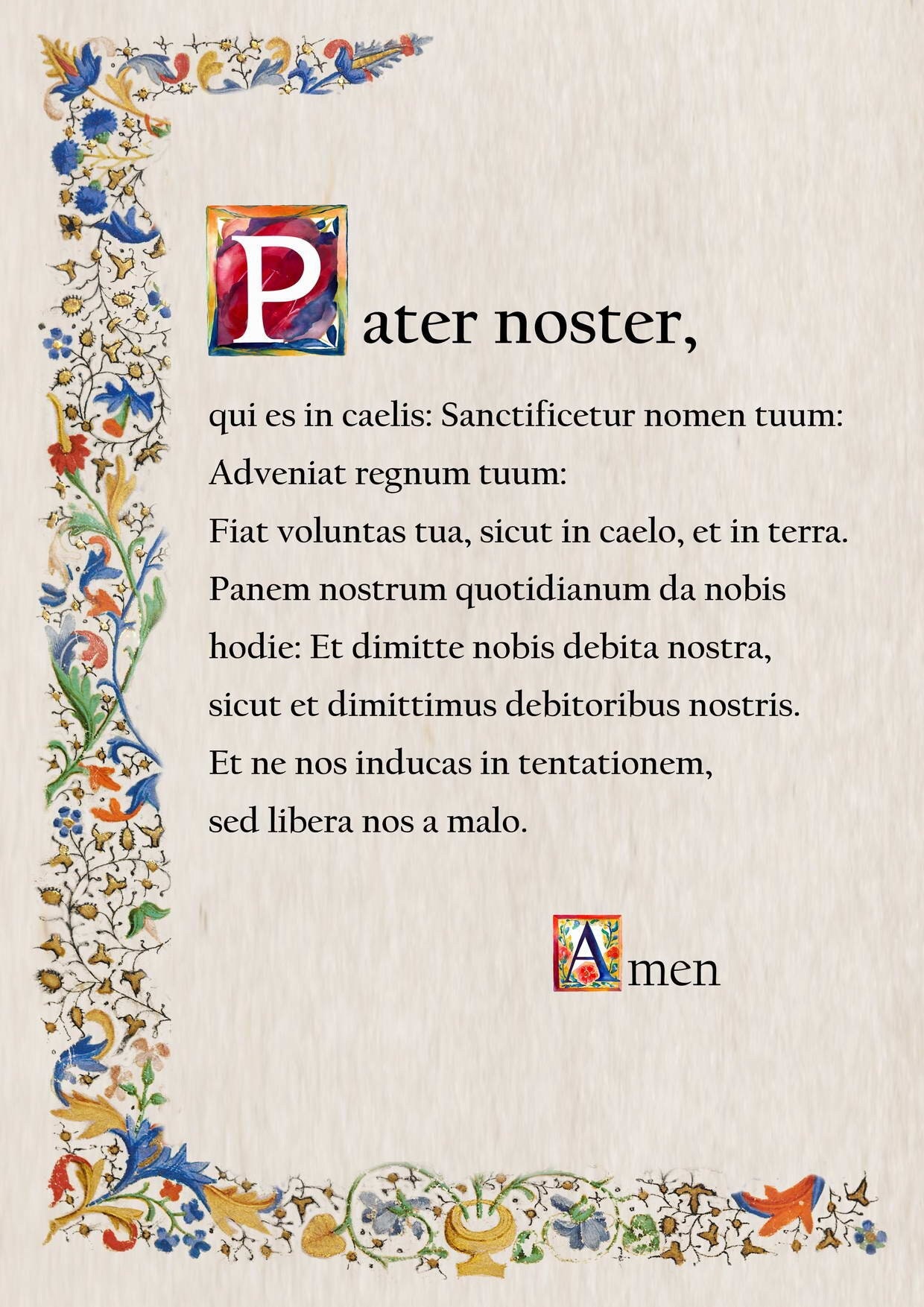 Pater noter prayer, Our father prayer, Catholic prayer card, Christian decor, Popular Catholic Prayers, Traditional Prayer Cards