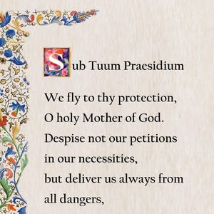 Preghiera Sub Tuum Praesidium, Immagine di preghiera cattolica, Stampabile A4, Nostra Signora, Vergine Maria, Preghiere cattoliche popolari, Immagine di preghiera tradizionale