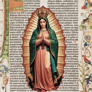 Our Lady of Guadalupe Digital Oil Painting, Christian Artwork, catholic printable, digital download, Guntenberg Bible