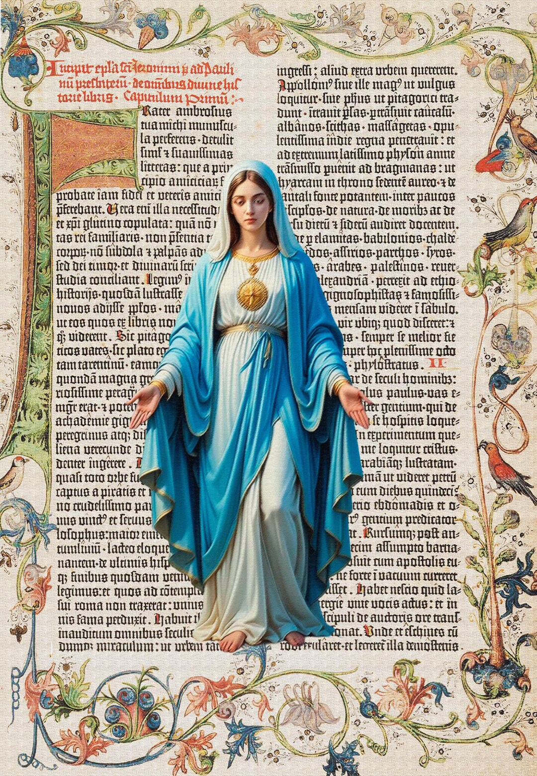 Our Lady of the Miraculous Medal Blessed Virgin Mary Digital Oil ...