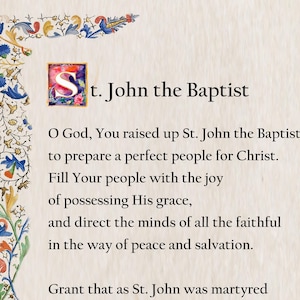 Gebed van Johannes de Doper, Katholieke gebedskaart, afdrukbaar A4, Christelijke decoratie, Populaire Katholieke gebeden, Traditionele gebedskaarten