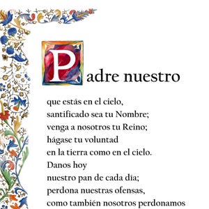 OUR FATHER in SPANISH, catholic prayer card, popular catholic prayers, traditional prayer, christian prayer, printable
