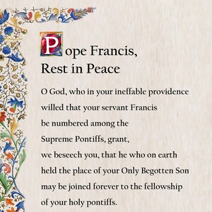 Oração do Papa Francisco, cartão de oração católico, arte de parede, decoração cristã, orações católicas populares, cartões de oração tradicionais, descanse em paz