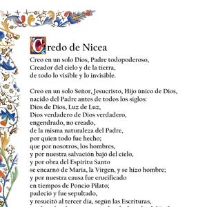 Nicene Creed in Spanish, Catholic prayer card, popular Catholic prayers, traditional prayer, Christian prayer, printable