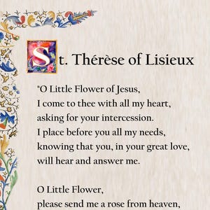 Prière de Thérèse de Lisieux, carte de prière catholique, imprimable A4, art mural, décoration chrétienne, prières catholiques populaires, cartes de prière traditionnelles