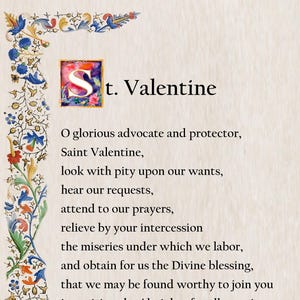 Preghiera di San Valentino, biglietto di preghiera cattolico, stampabile A4, decorazione cristiana, preghiere cattoliche popolari, biglietti di preghiera tradizionali