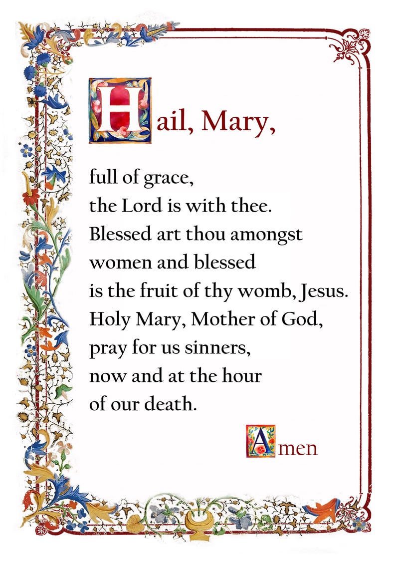 Hail Holy Prayer, Catholic Prayer Card, Printable A4, Wall Art ...