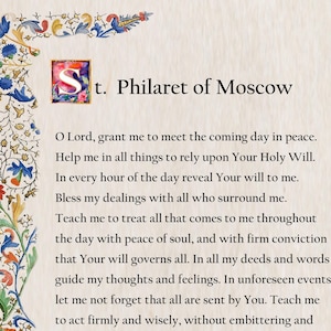 St. Philaret of Moscow prayer, Catholic prayer card, printable A4, Christian decor, Popular Catholic Prayers, Traditional Prayer Cards