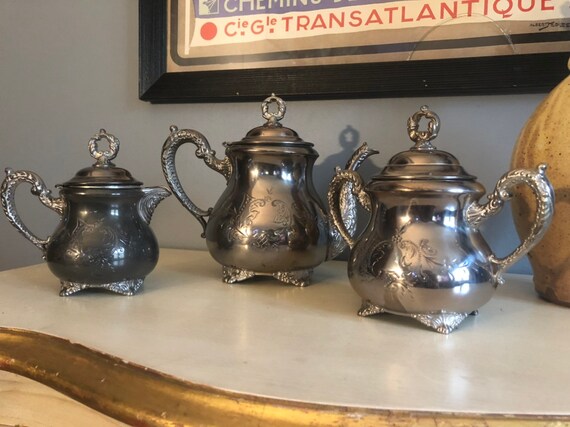 VINTAGE Quadruple Silver Tea Set- Valentine Linsley - Etsy