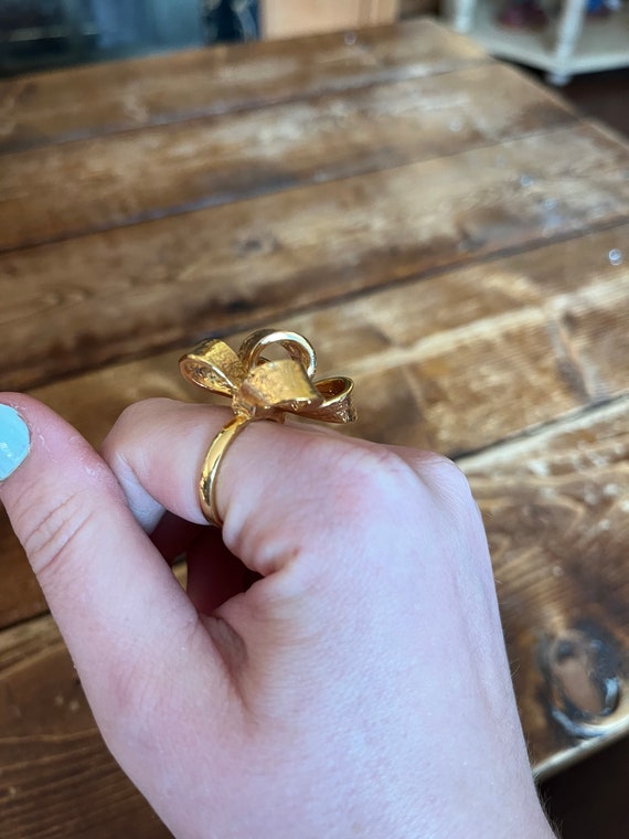 KJL Goldtone Bow Statement Ring - image 3