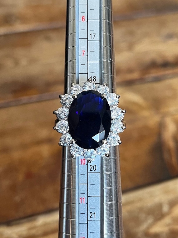 KJL Princess Diana Sapphire Ring with Faux Diamon… - image 3