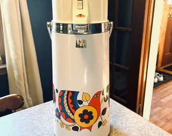 Vintage Dispenser Air Pot Tiger Retro JAPAN Hot Cold 2 Quarts Liquid Dispenser  Coffee Pot With Roses 