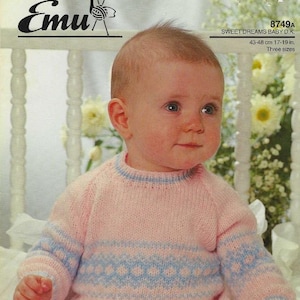 Emu Baby Fair Isle Tröja Sweet Dreams 8749a Stickmönster PDF
