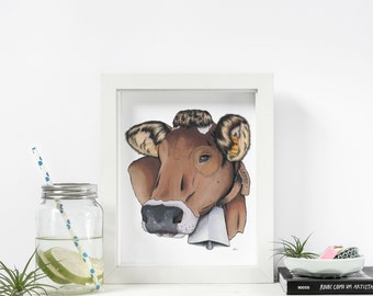 Cow Art Print/ Nursery Art/ Wall Art/ Decor/  Animals/ Nature