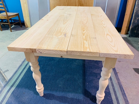 Rustic Farmhouse Table Unfinished With Turned Legs Diy - Unfinished Farmhouse Kitchen Table Rustic Farmhouse Table Unfinished With Turned Legs Diy - Unfinished Farmhouse Kitchen Table