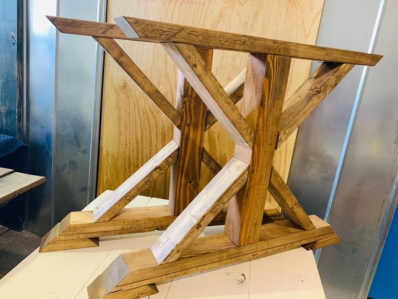Diy Farmhouse Table Leg Set Wanut Stained Trestle Style Legs - Diy Wooden Table Legs Diy Farmhouse Table Leg Set Wanut Stained Trestle Style Legs - Diy Wooden Table Legs