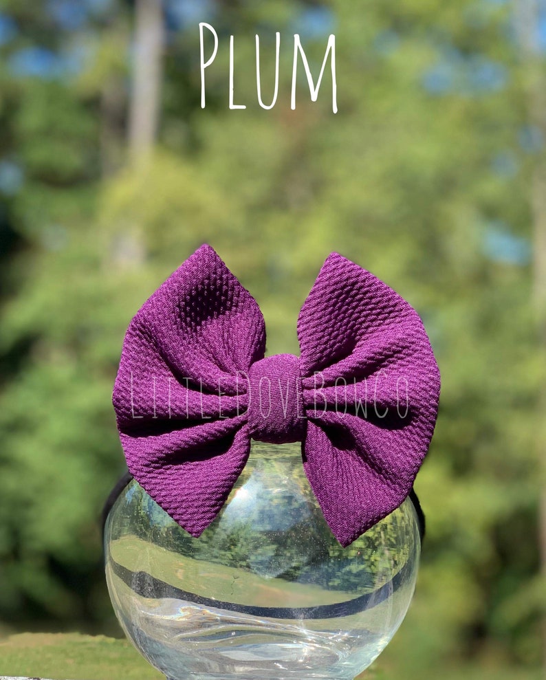 Plum Solid Bow Fabric bows and head wraps bullet fabric Etsy