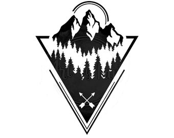 Mountain SVG PNG - Mountains and Pine Trees svg - Boho mountain cut file - Mountain hiking svg - mountain climbing svg - Nature graphic