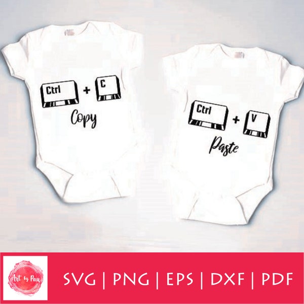 Copy Paste Twins SVG PNG, Cute newborn twins cut file, baby twins svg, mother daughter svg, DIGITAL download, siblings svg for Cricut