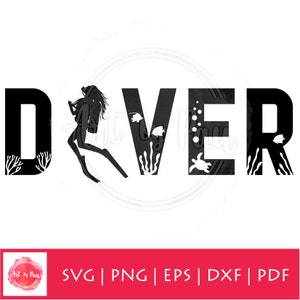 Scuba Diver SVG PNG PDF Female diver cut file for Cricut and Silhouette Digital Download Underwater Scuba Diving T-shirt design vector image 1