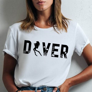 Scuba Diver SVG PNG PDF Female diver cut file for Cricut and Silhouette Digital Download Underwater Scuba Diving T-shirt design vector image 2