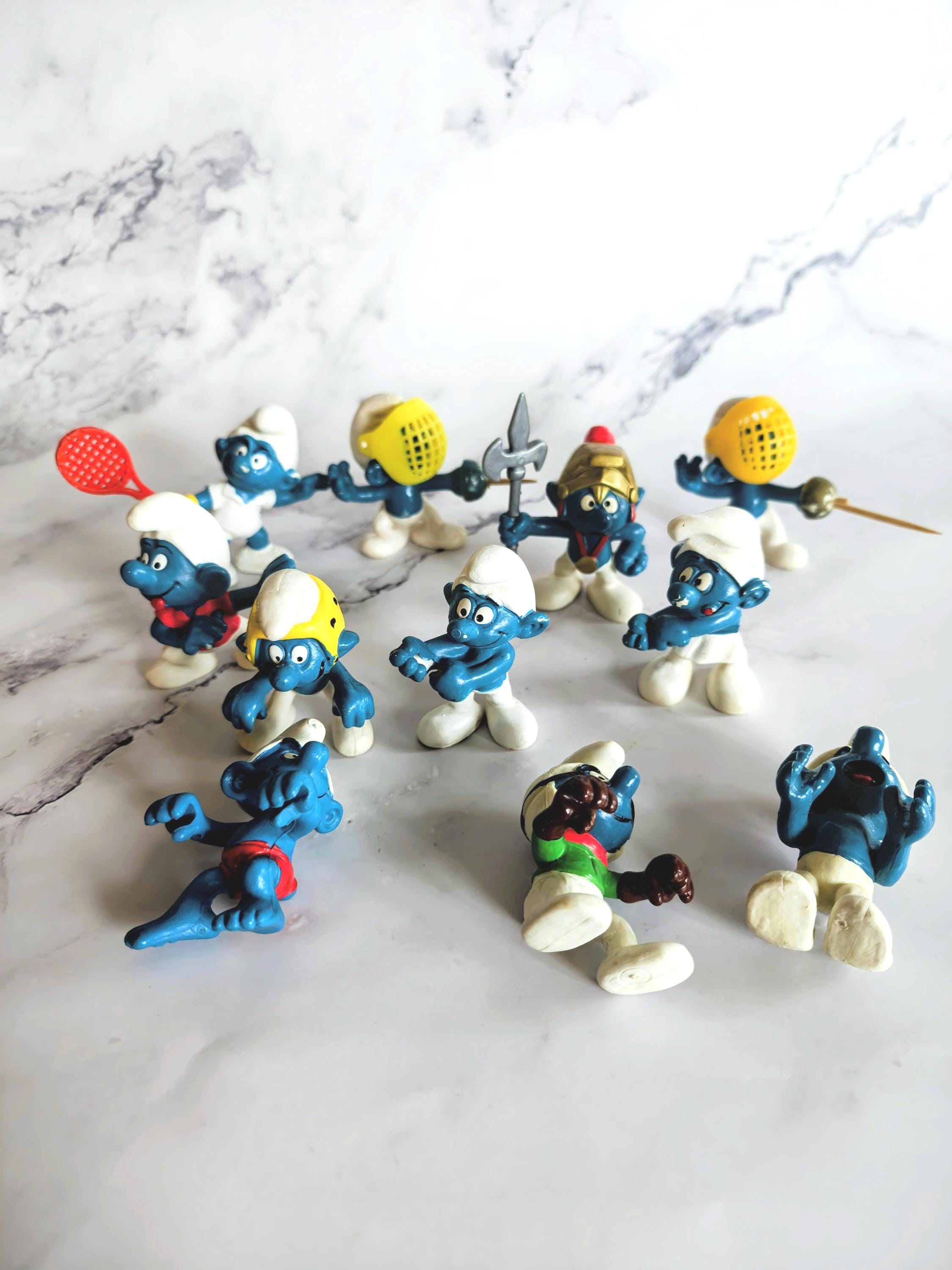 FIGURINE SMURF SCHTROUMPF Puffi schleich blssé avec canne handicapé EUR
